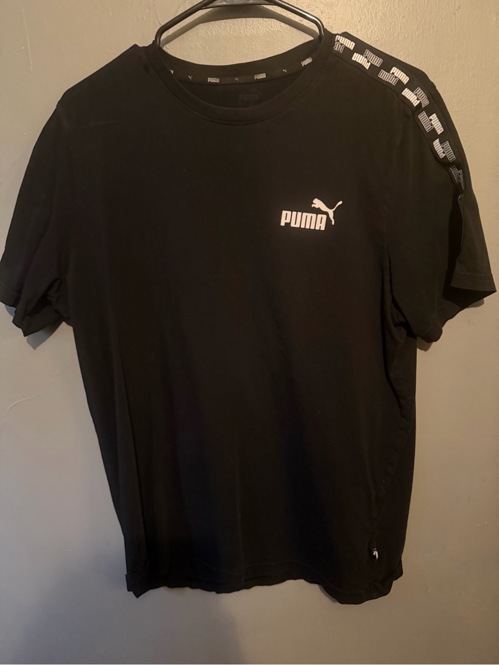 Puma Black Short Sleeve Tee with White Logo